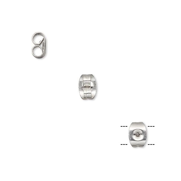 Earnut 1pkg20, 6x4.5mm rectangle, stainless steel 10 pair image number 0