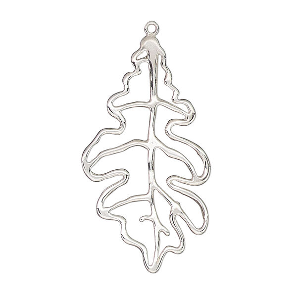 Focal, Amoracast®, sterling silver, 35x19mm single-sided cutout oak leaf. Sold individually. image number 0