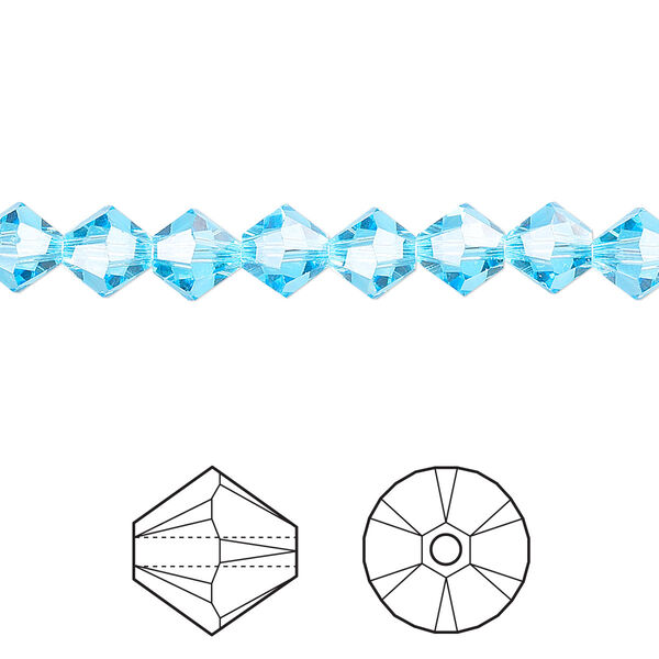 Bead 24pk aquamarine, Crystal Passions® 6mm bicone 5328 image number 0