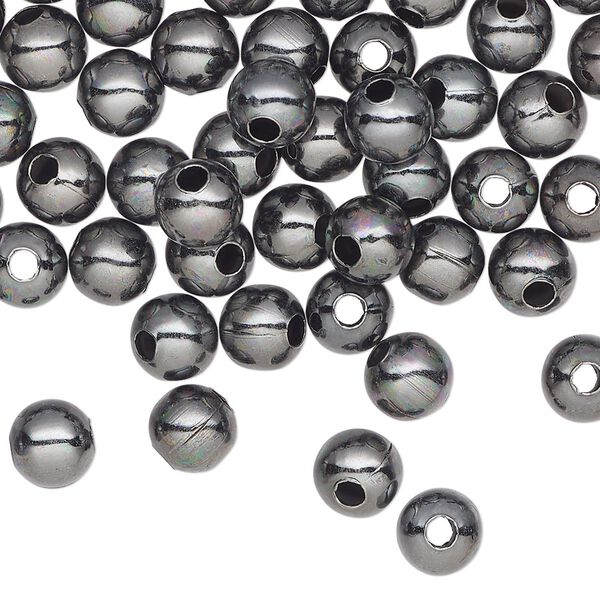 Bead, gunmetal-plated steel, 6mm round. Sold per pkg of 500. image number 0