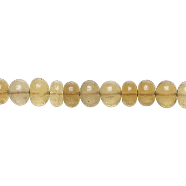 Bead, golden quartz (heated), 6x4mm-7x5mm hand-cut rondelle, C grade, Mohs hardness 7. Sold per 14-inch strand, approximately 95 beads. image number 0