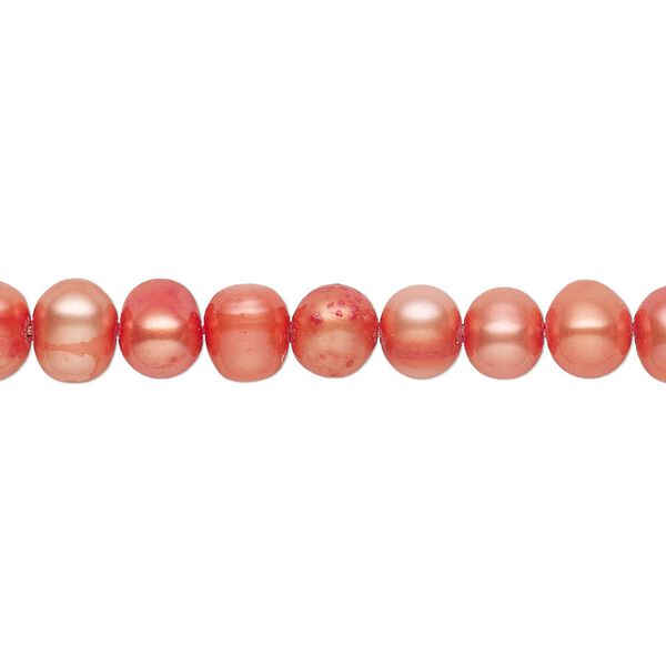 Pearl, cultured freshwater (dyed), tulip, 5-6mm semi-round with 0.4-0.6mm hole, D grade, Mohs hardness 2-1/2 to 4. Sold per 14-inch strand. image number 0