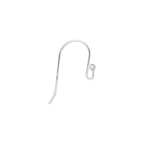 Ear wire fishhook 1pkg4 sterling silver, 12mm / 2mm ball / open loop, 24 gauge 2 pair