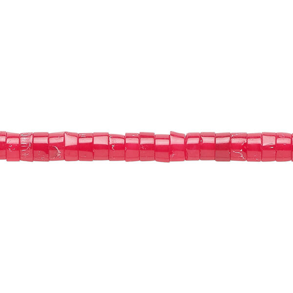 Bead, quartz (dyed), red, 5 x 2mm heishi, C grade, Mohs hardness 7. Sold per 15-inch strand, approximately 175 beads. image number 0