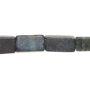 Green serpentine 1pkg1, flat rectangle bead natural, 15 inch 12x7mm-17x10mm dark