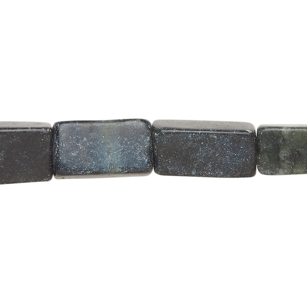 Green serpentine 1pkg1, flat rectangle bead natural, 15 inch 12x7mm-17x10mm dark image number 0