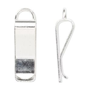 Bookmark clip, silver-plated brass, 30x10mm with loop. Sold per pkg of 2.