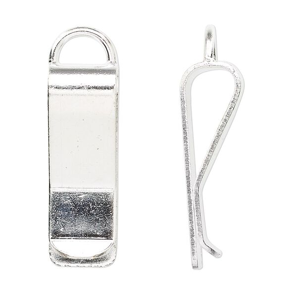Bookmark clip, silver-plated brass, 30x10mm with loop. Sold per pkg of 2. image number 0