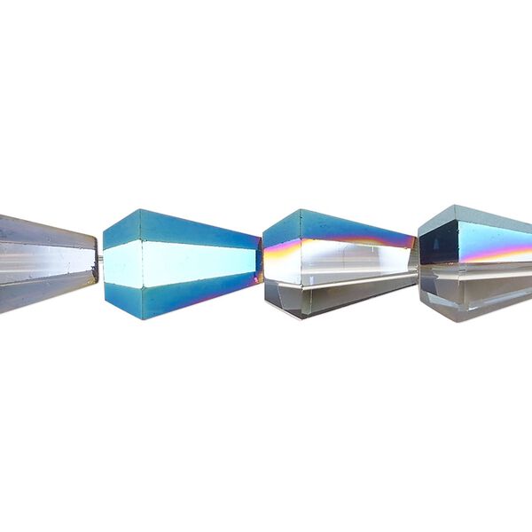 Bead, glass, crystal Bermuda blue, 13x9mm faceted teardrop. Sold per 15-1/2 to 16-inch strand. image number 0