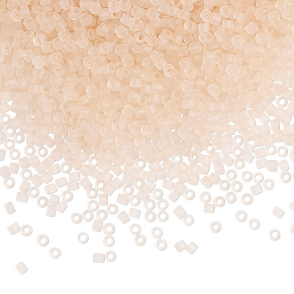 Seed bead, Delica®, glass, pkg/7.5g, #11 round, translucent matte pink mist (DB-1263). image number 0