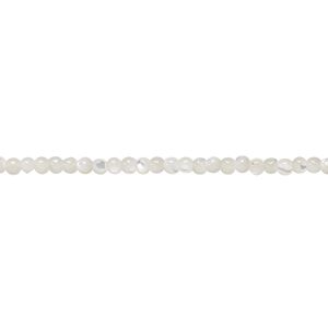 Bead, mother-of-pearl shell (bleached), white, 2mm round, Mohs hardness 3-1/2. Sold per 15-1/2" to 16" strand.