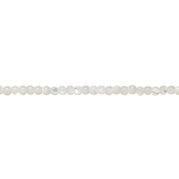 Bead, mother-of-pearl shell (bleached), white, 2mm round, Mohs hardness 3-1/2. Sold per 15-1/2" to 16" strand. image number 0