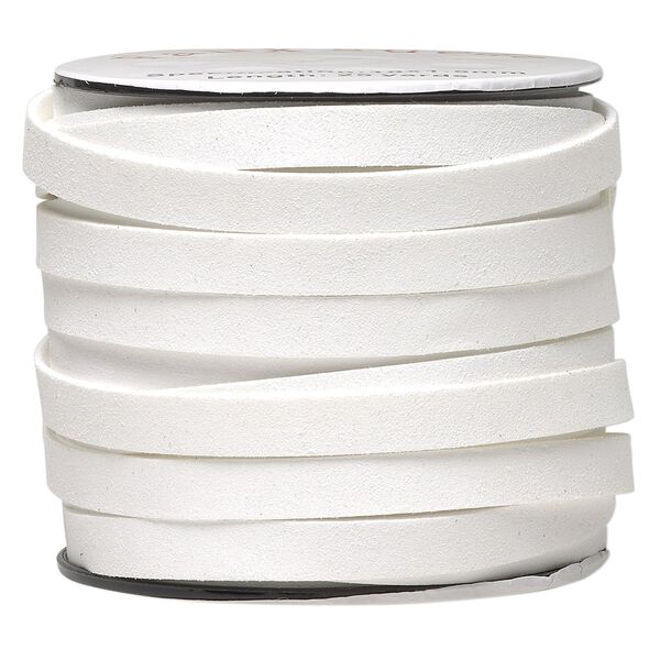 Cord, faux suede, white, 10mm flat. Sold per pkg of 3 yards. image number 0