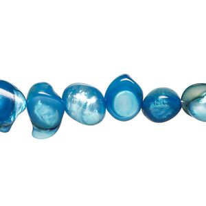 Pearl freshwater 1pkg1, baroque D grade, electric blue 15 inch 8mm-14x11mm cultured