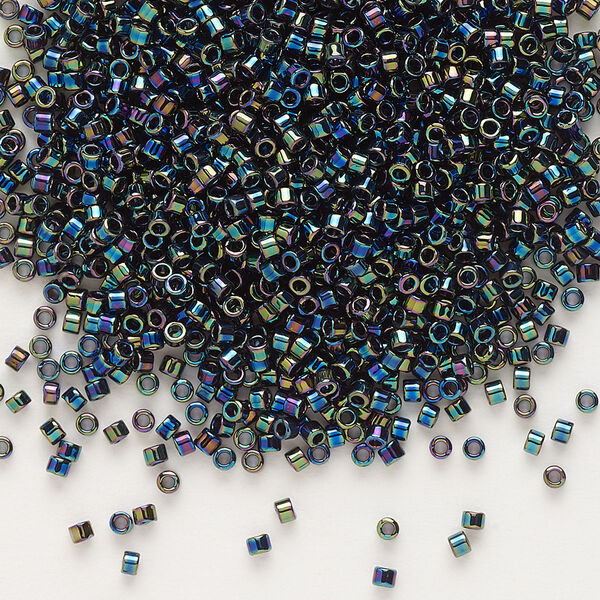 Seed bead, Delica®, glass, pkg/250g, #11 round, opaque rainbow black (DB-0005). image number 0