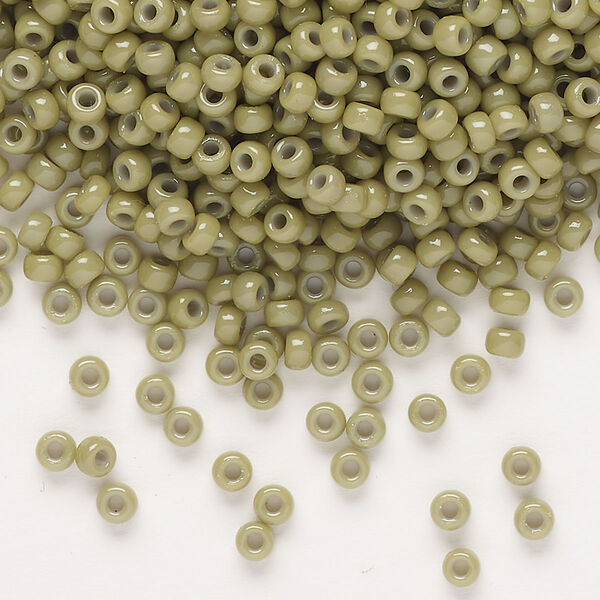 Seed bead, Miyuki, glass, pkg/50g, #8 rocaille, Duracoat® opaque outside dyed cactus (RR-4474). image number 0