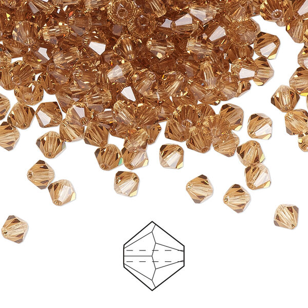 Bead 48pk light Colorado topaz, Preciosa Czech crystal 4mm bicone image number 0