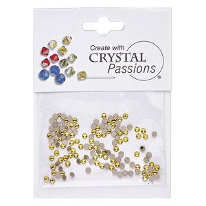 Flat back 144pk light topaz foil back, Crystal Passions® 2.1-2.3mm rose round SS7 2058