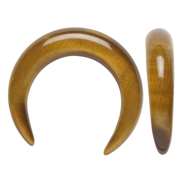 Focal, tigereye (natural), 32x28mm-34x30mm hand-cut undrilled naja, 7-8mm thick, B grade, Mohs hardness 7. Sold individually. image number 0