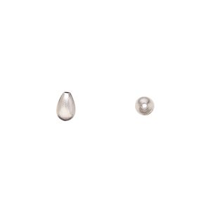 Sterling silver 1pkg2, brushed teardrop Navajo pearl-style bead oxidized 6x4mm