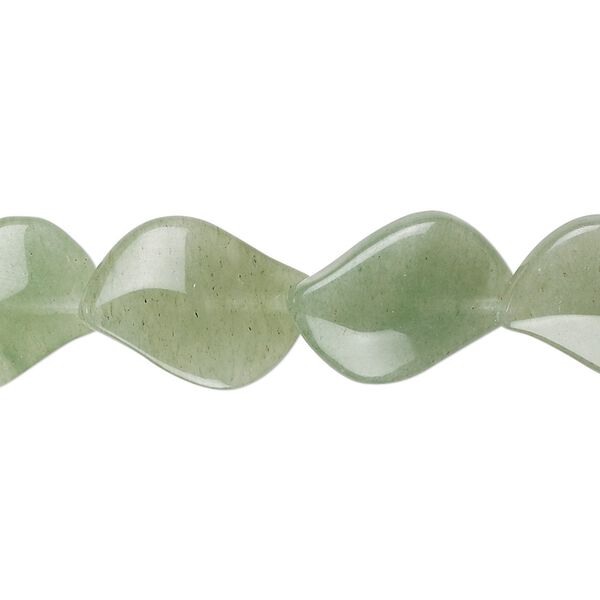 Green aventurine 1pkg1, lentil-drilled leaf bead natural 15.5-16 inch 18x13mm image number 0