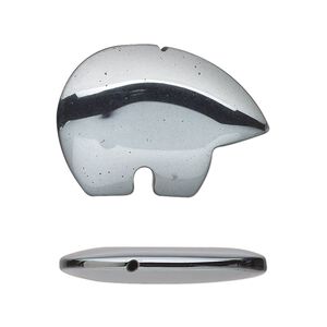 Hemalyke™ 1pkg2, half-drilled 2-sided Zuni bear drop 28x20mm