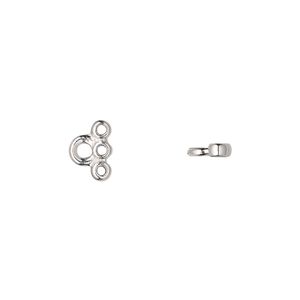 Connector, TierraCast®, white bronze-plated pewter (tin-based alloy), 9x6.5mm 3-strand stitch-in. Sold per pkg of 20.