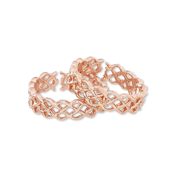 Ring, copper, 5.5mm wide with filigree design, size 6. Sold per pkg of 2. image number 0