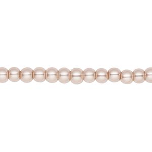 Bead, crystal pearl, champagne, 4mm round. Sold per pkg of (2) 15-1/2" to 16" strands, approximately 200 beads.