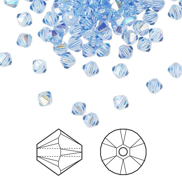 Bead 144pk light sapphire AB, Crystal Passions® 4mm bicone 5328 image number 0