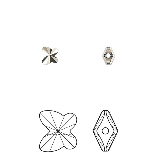 Bead 12pk crystal metallic light gold 2X, Crystal Passions® 5x4mm butterfly 5754 image number 0