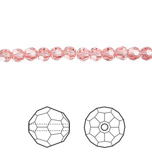 Bead 720pk rose peach, Swarovski® 4mm round 5000
