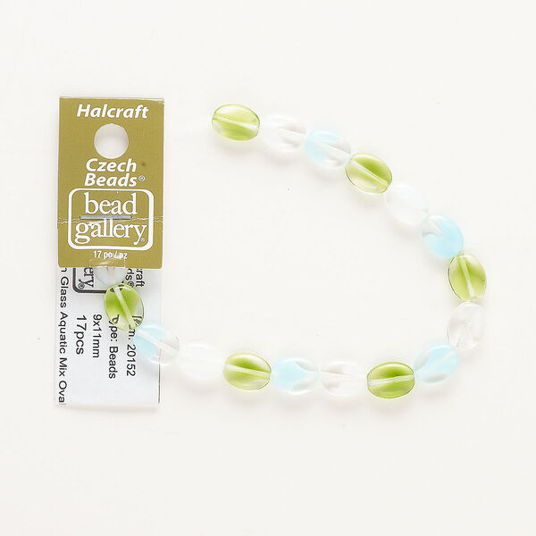 Bead mix, glass, translucent and transparent mixed colors, 11x9mm puffed oval. Sold per 7-inch strand, approximately 15 beads. image number 0