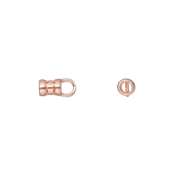 Crimp end 1pkg4 copper-plated, 6x4mm tube / loop / 2.5mm inside diameter, brass / JBB Findings image number 1