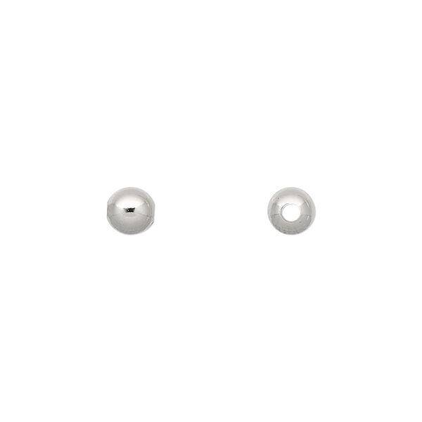 Bead, imitation nickel-plated brass, 5mm round. Sold per pkg of 100. image number 0