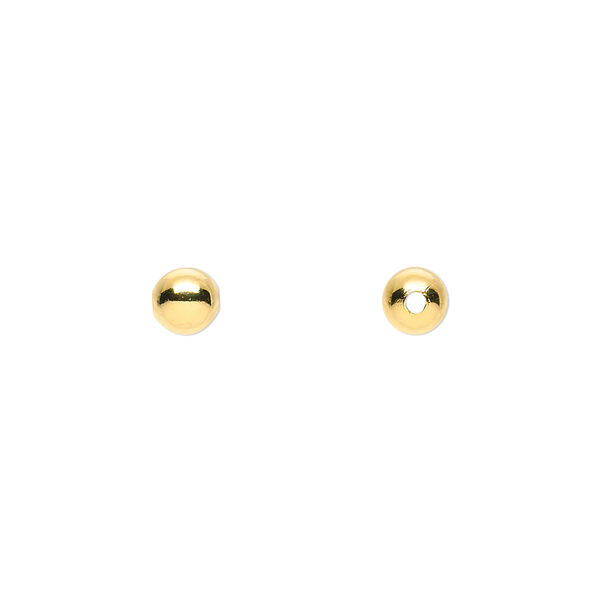 Bead, gold-plated brass, 5mm round. Sold per pkg of 1,000. image number 0