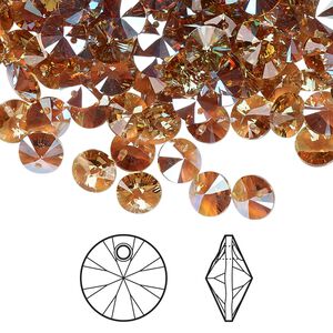 Drop 12pk light Colorado topaz shimmer, Crystal Passions® 6mm pendant mini disk 6428