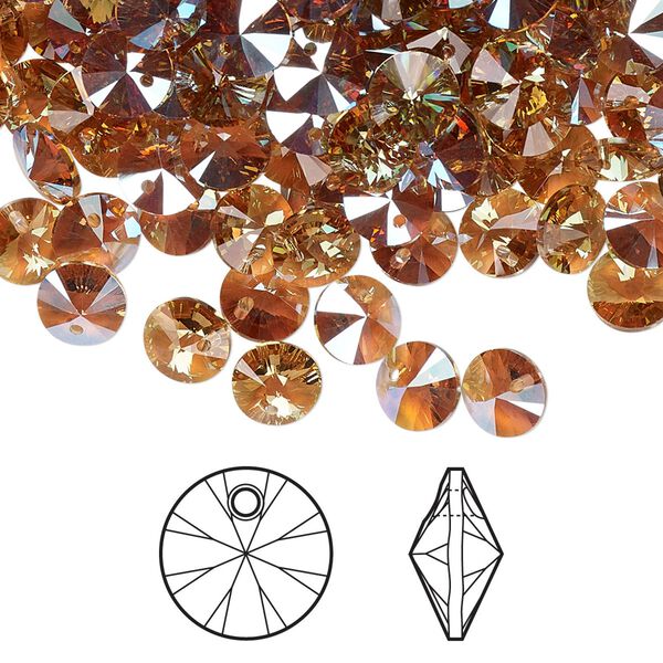 Drop 12pk light Colorado topaz shimmer, Crystal Passions® 6mm pendant mini disk 6428 image number 0
