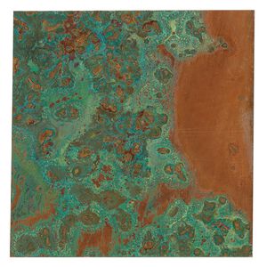 Sheet, Lillypilly, copper, verde patina, 3-inch single-sided square, 24 gauge. Sold individually.