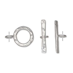 Clasp, toggle, Hill Tribes, silver-plated copper, 13mm hammered round. Sold individually.