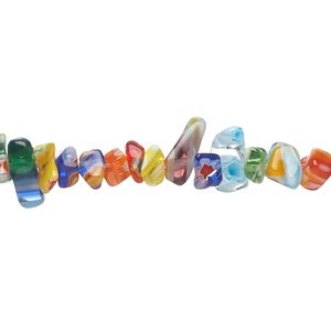 Bead, millefiori glass, multicolored, small chip. Sold per 15-inch strand.