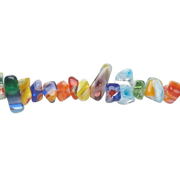 Bead, millefiori glass, multicolored, small chip. Sold per 15-inch strand. image number 0