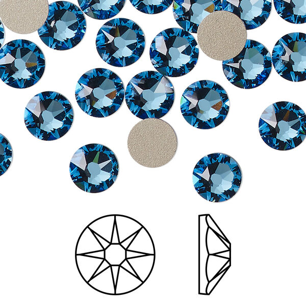 Flat back 144pk ice blue foil back, Swarovski® ReCreated™ 7.07-7.27mm XIRIUS rose round SS34 2088 image number 0