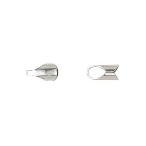 Cord end, glue-in, sterling silver, 9x5mm round, 4mm inside diameter. Sold per pkg of 10.