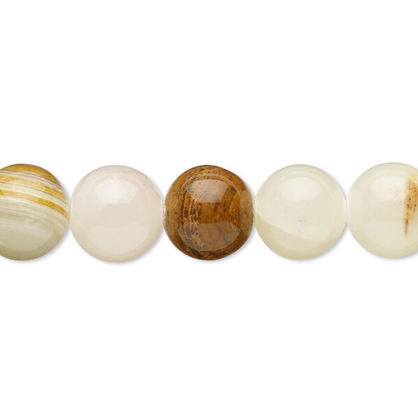 Bead, Italian "onyx" (onyx marble) (coated), 9-10mm round, B- grade, Mohs hardness 3. Sold per 15-inch strand. image number 0