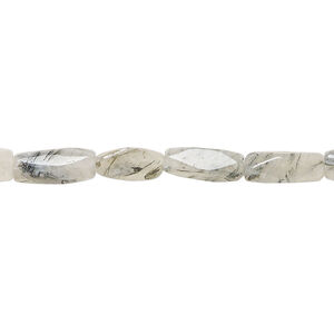 Tourmalinated quartz 1pkg1, hand-cut faceted tube bead natural, 13 inch 10x4mm-12x5mm