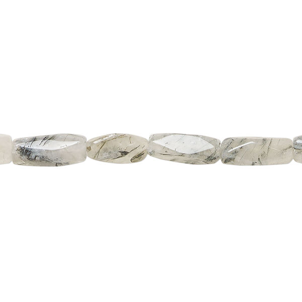 Tourmalinated quartz 1pkg1, hand-cut faceted tube bead natural, 13 inch 10x4mm-12x5mm image number 0