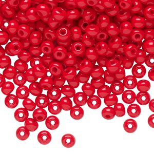 Seed bead, Preciosa Ornela Czech glass, pkg/500g, #6 rocaille, opaque red, (93190).