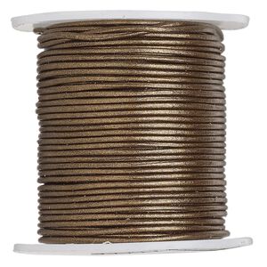 Cord, leather (coated), metallic bronze, 0.5-0.8mm. Sold per 25-yard spool.
