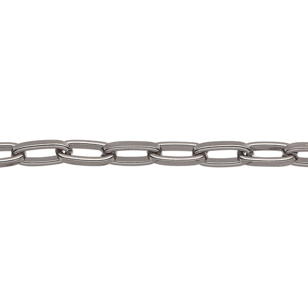 Chain, gunmetal-plated steel, 4mm long cable. Sold per pkg of 5 feet. image number 0